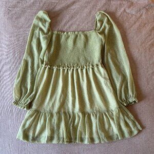 Aritzia Wilfred Green Floral Smocked Tempest Mini Dress